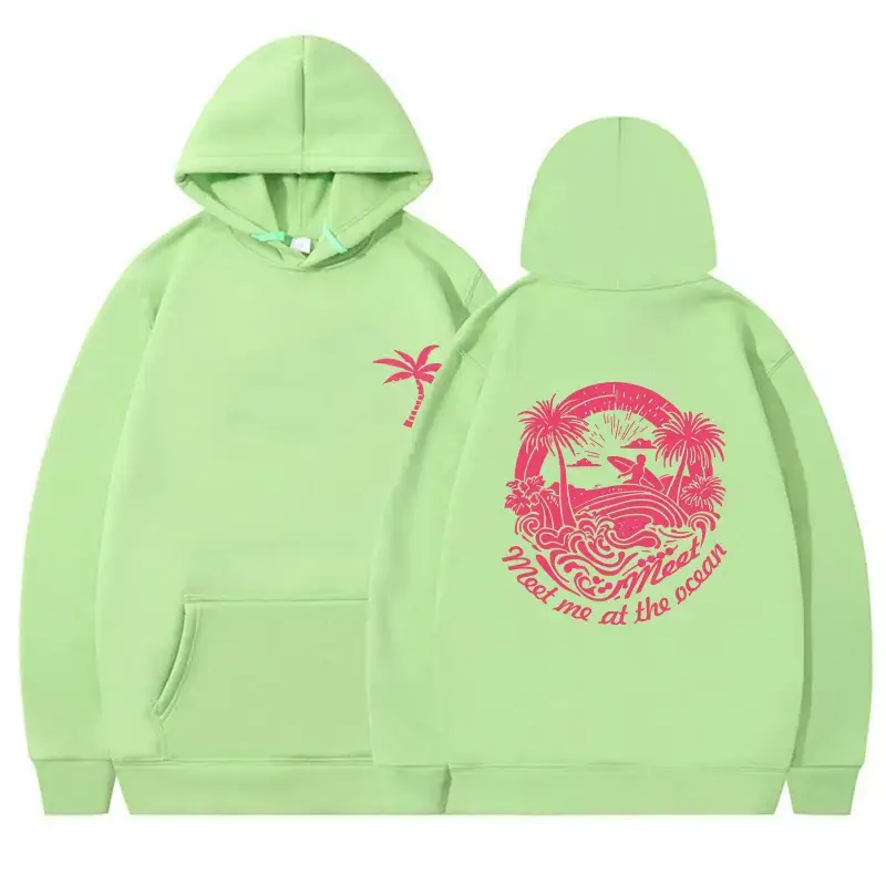 Pink Hooded Hoodie with Tropical Print for Women