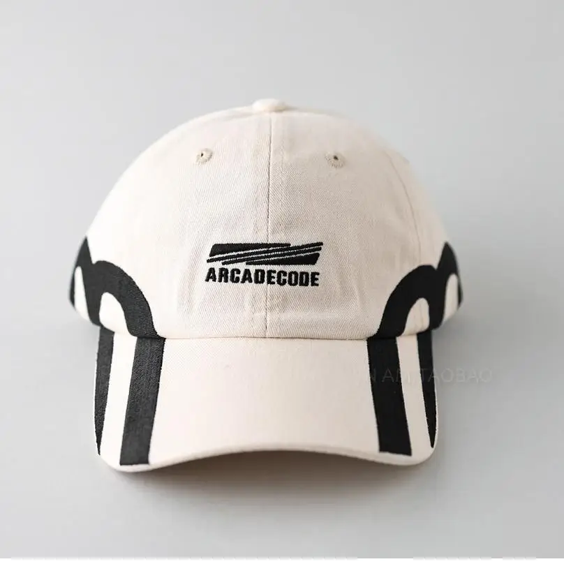 Niche Personality Letter Embroidered Baseball Cap White Black