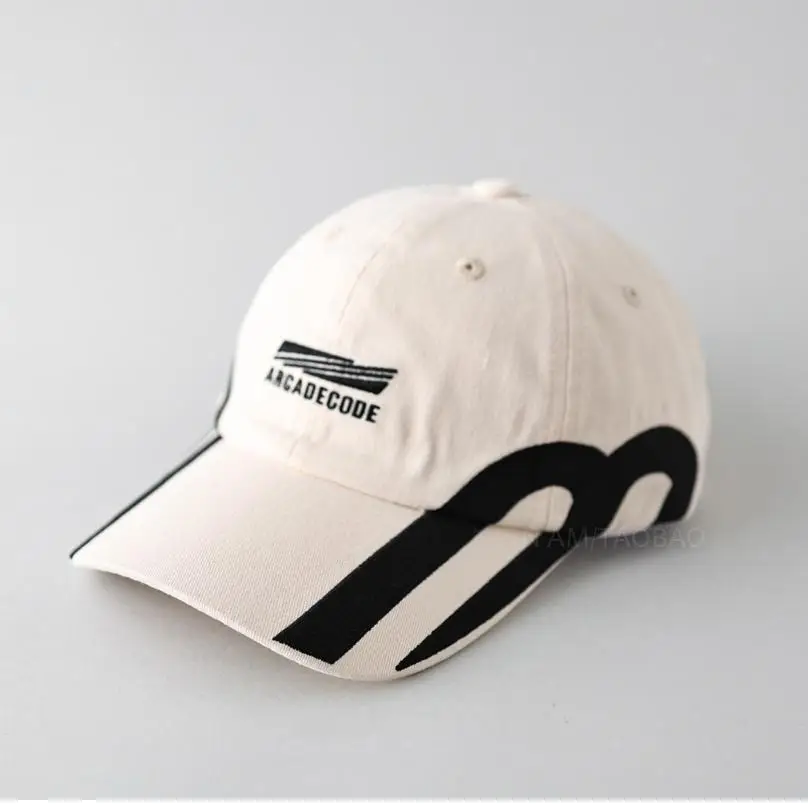 Niche Personality Letter Embroidered Baseball Cap White Black