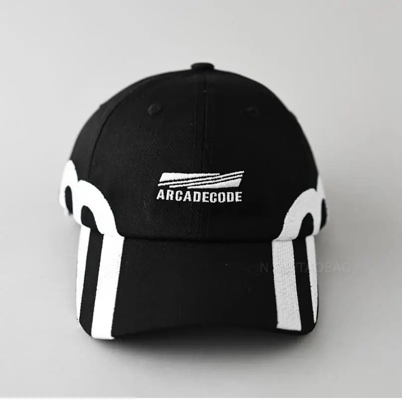 Niche Personality Letter Embroidered Baseball Cap White Black