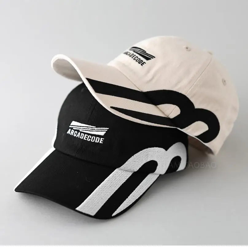Niche Personality Letter Embroidered Baseball Cap White Black