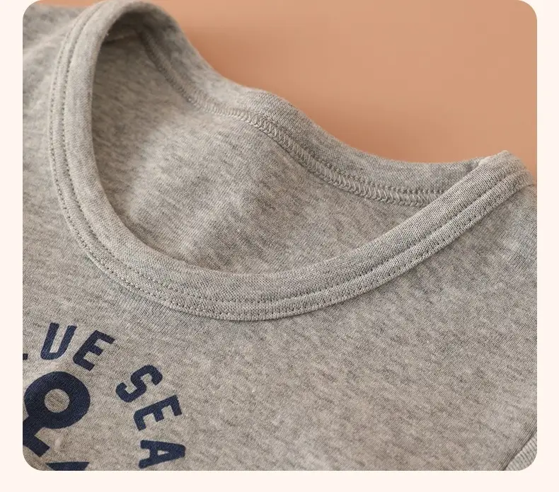 Blue Striped Kids T-Shirt Grey Cotton 2-Pack — feature 17