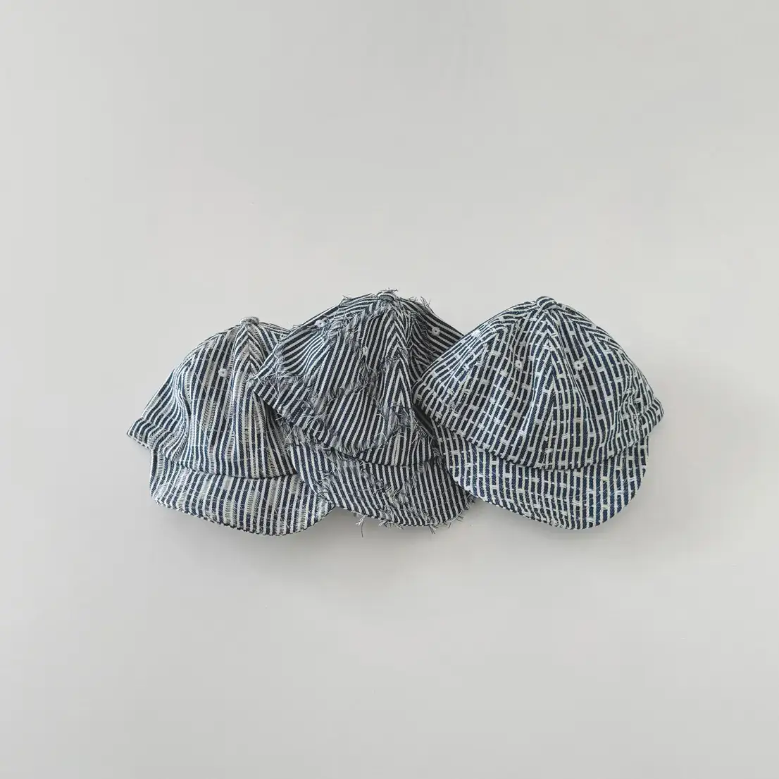2025 Spring Summer Hats for Boys Blue Striped Soft Bristle Cap Set - Image 6