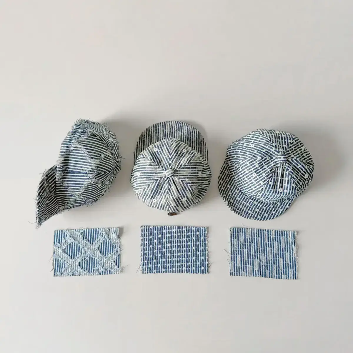 2025 Spring Summer Hats for Boys Blue Striped Soft Bristle Cap Set — feature 1
