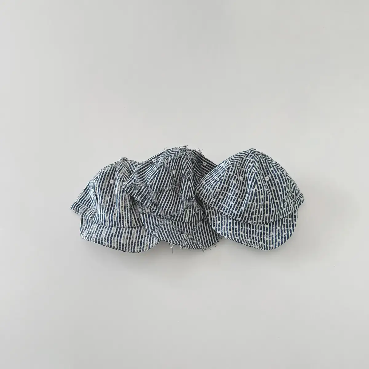 2025 Spring Summer Hats for Boys Blue Striped Soft Bristle Cap Set — feature 4