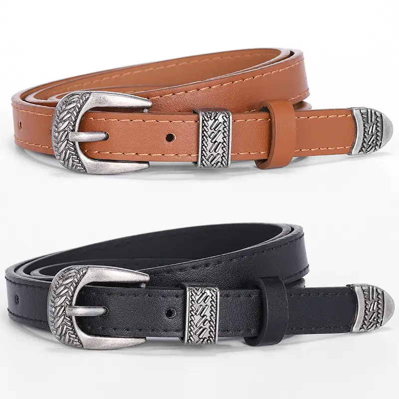 White Leather Belt with Antique Silver Buckle
