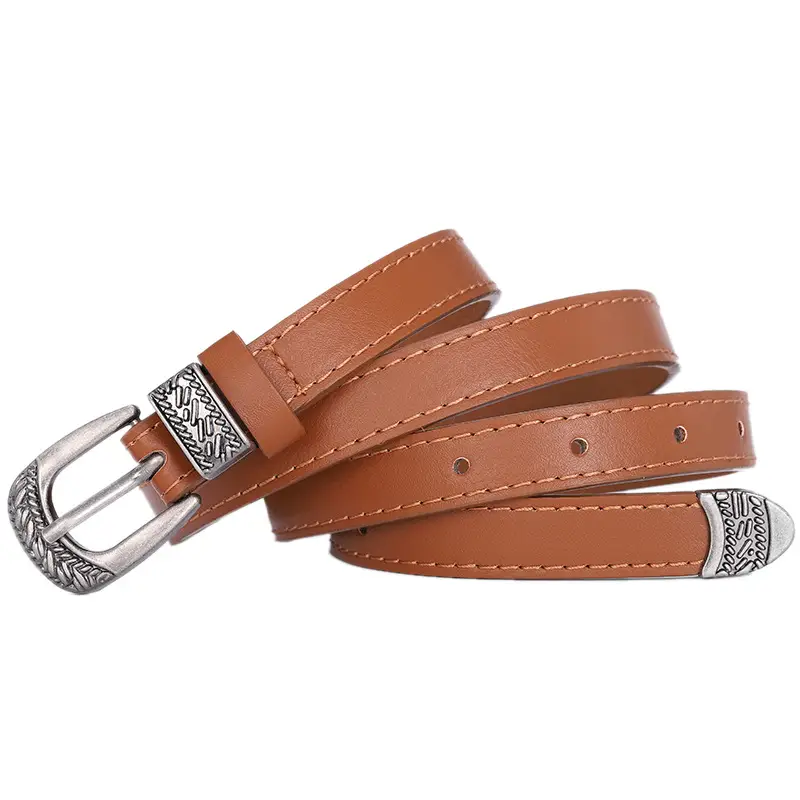White Leather Belt with Antique Silver Buckle