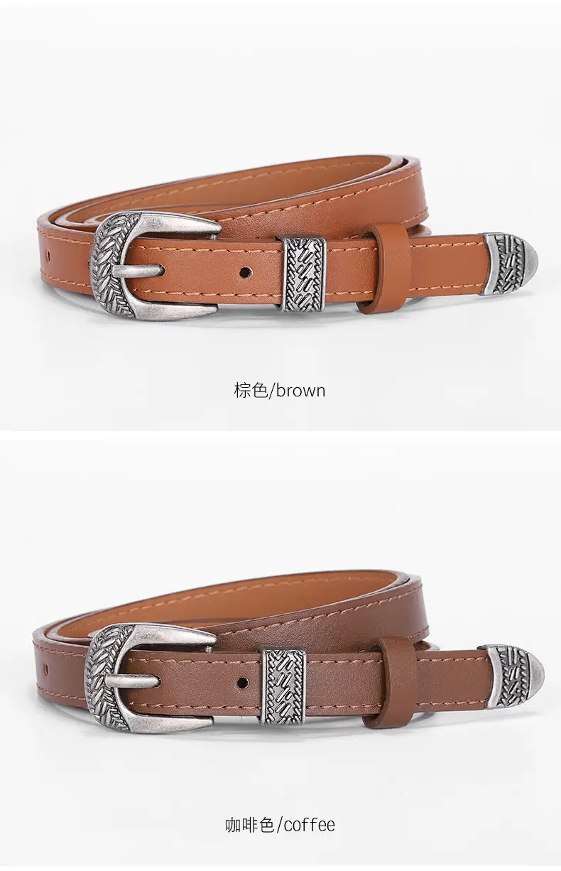 White Leather Belt with Antique Silver Buckle — feature 10
