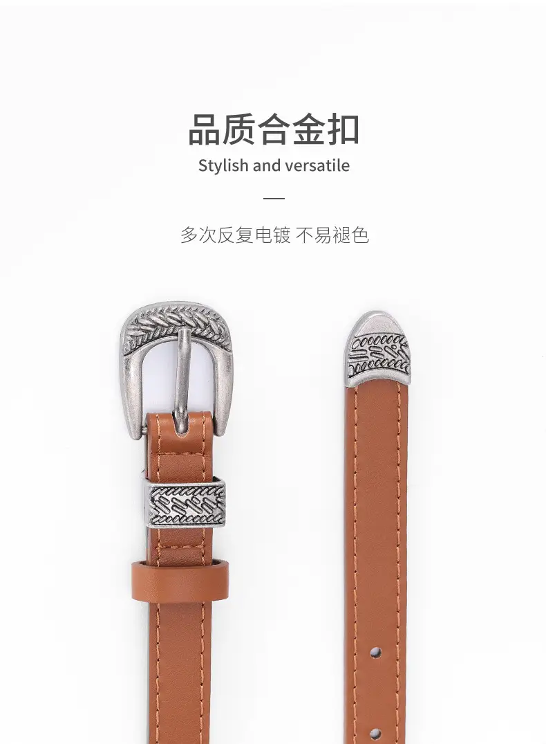 White Leather Belt with Antique Silver Buckle — feature 4