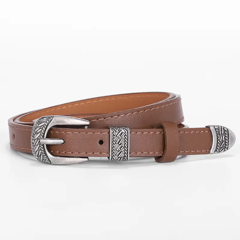 White Leather Belt with Antique Silver Buckle