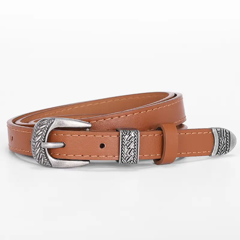 White Leather Belt with Antique Silver Buckle