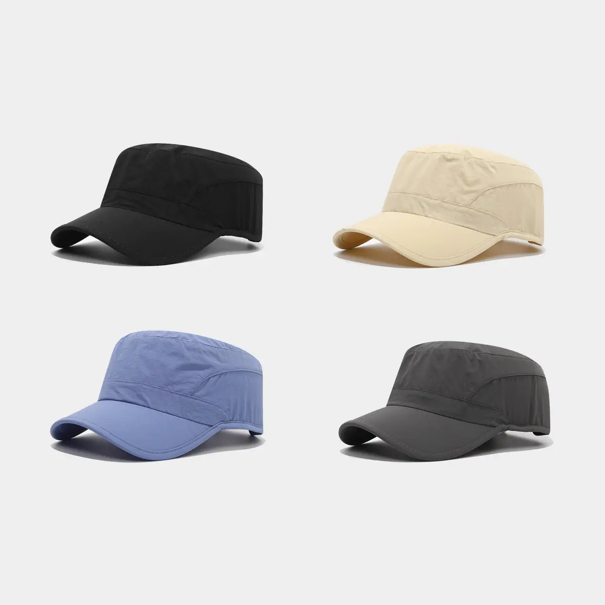 Women's Grey & Black Flat Cap Sunscreen Hat - Image 7