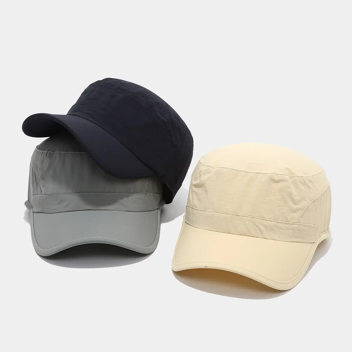 Women's Grey & Black Flat Cap Sunscreen Hat — feature 3