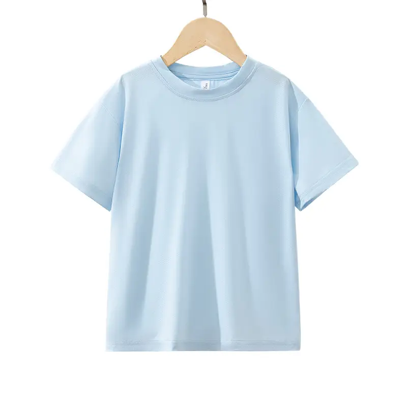 Children's Ice-Feel Short Sleeve T-Shirt Solid Green Medium to XL