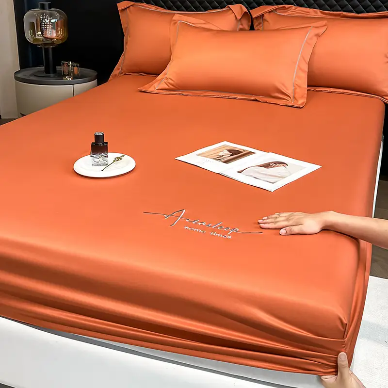 Washed Ice Silk Bed Hat Single-Piece Summer Silk Mattress Simmons Full Enclosure Dust Cover Non-Slip Bed Sheet Three-Piece Set