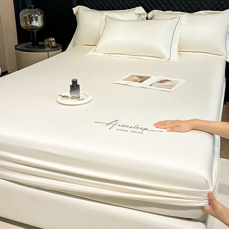 Washed Ice Silk Bed Hat Single-Piece Summer Silk Mattress Simmons Full Enclosure Dust Cover Non-Slip Bed Sheet Three-Piece Set