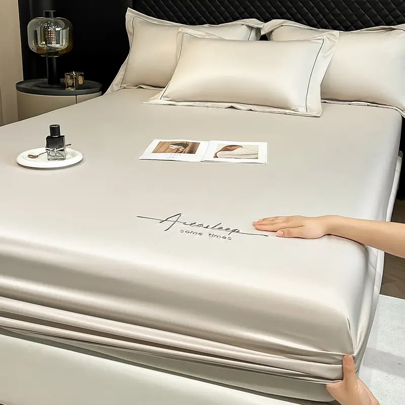 Washed Ice Silk Bed Hat Single-Piece Summer Silk Mattress Simmons Full Enclosure Dust Cover Non-Slip Bed Sheet Three-Piece Set