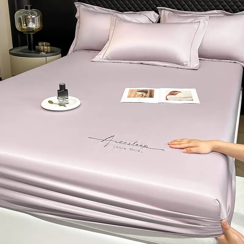 Washed Ice Silk Bed Hat Single-Piece Summer Silk Mattress Simmons Full Enclosure Dust Cover Non-Slip Bed Sheet Three-Piece Set