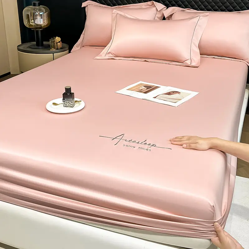 Washed Ice Silk Bed Hat Single-Piece Summer Silk Mattress Simmons Full Enclosure Dust Cover Non-Slip Bed Sheet Three-Piece Set