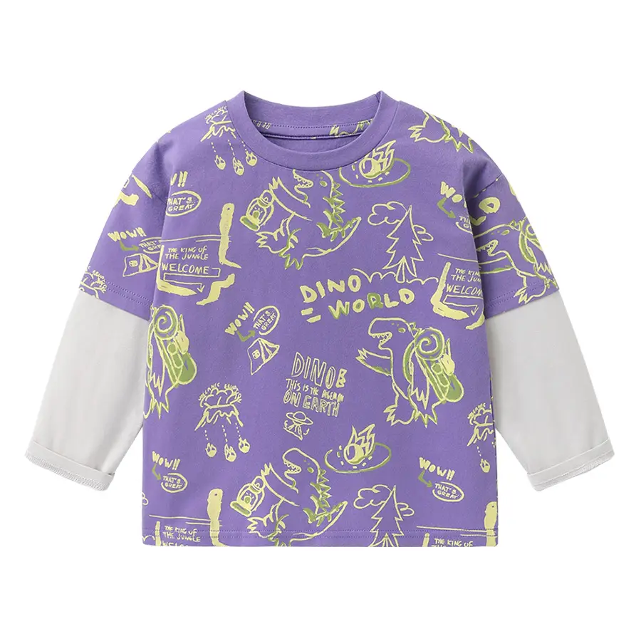 Kids Boys T-Shirt Go Kiking Cartoon Blue Yellow
