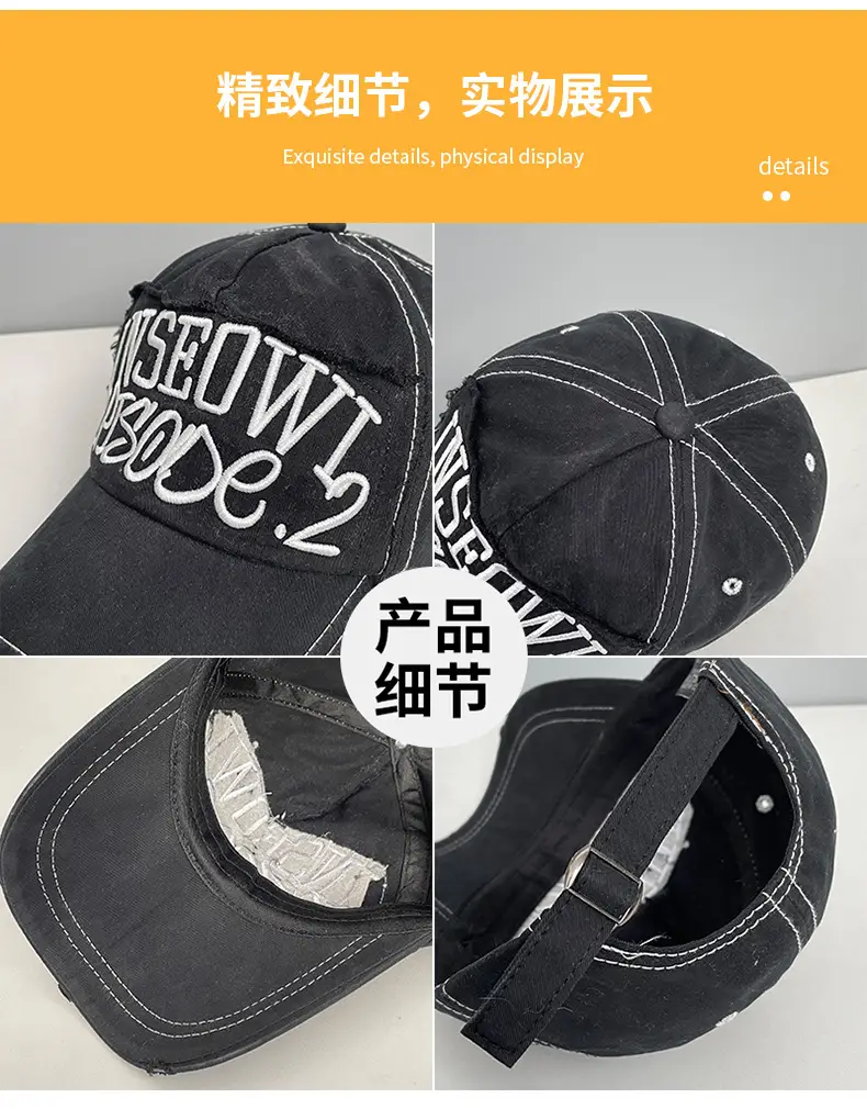 Women Black Embroidered Baseball Cap Spring Summer — feature 21