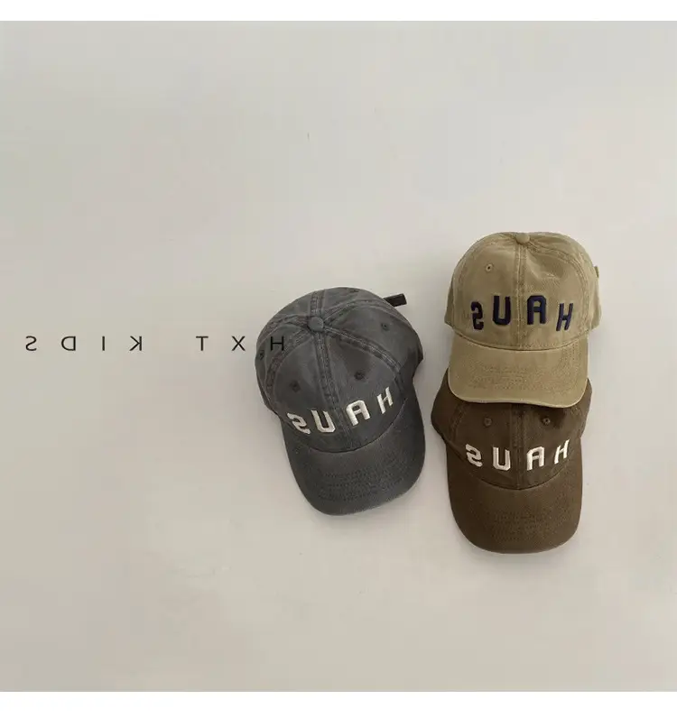 Children's Western Cap Brown Letter Embroidery — feature 2