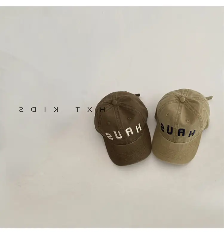 Children's Western Cap Brown Letter Embroidery — feature 3