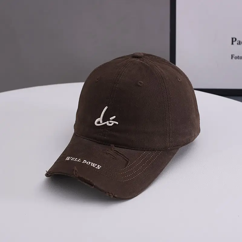 Women Brown Embroidered Baseball Cap Spring Summer - Image 8