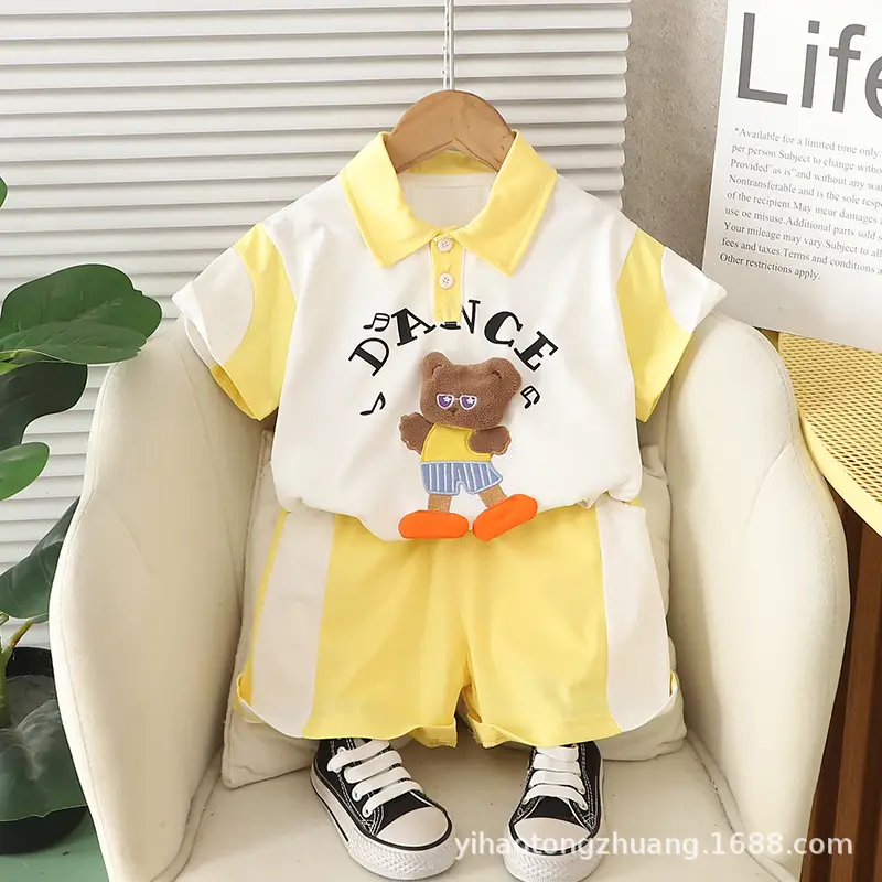 Kids Cartoon K-Style Polo Shirt Set Boys Summer - Image 5