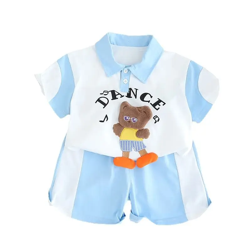 Kids Cartoon K-Style Polo Shirt Set Boys Summer - Image 8