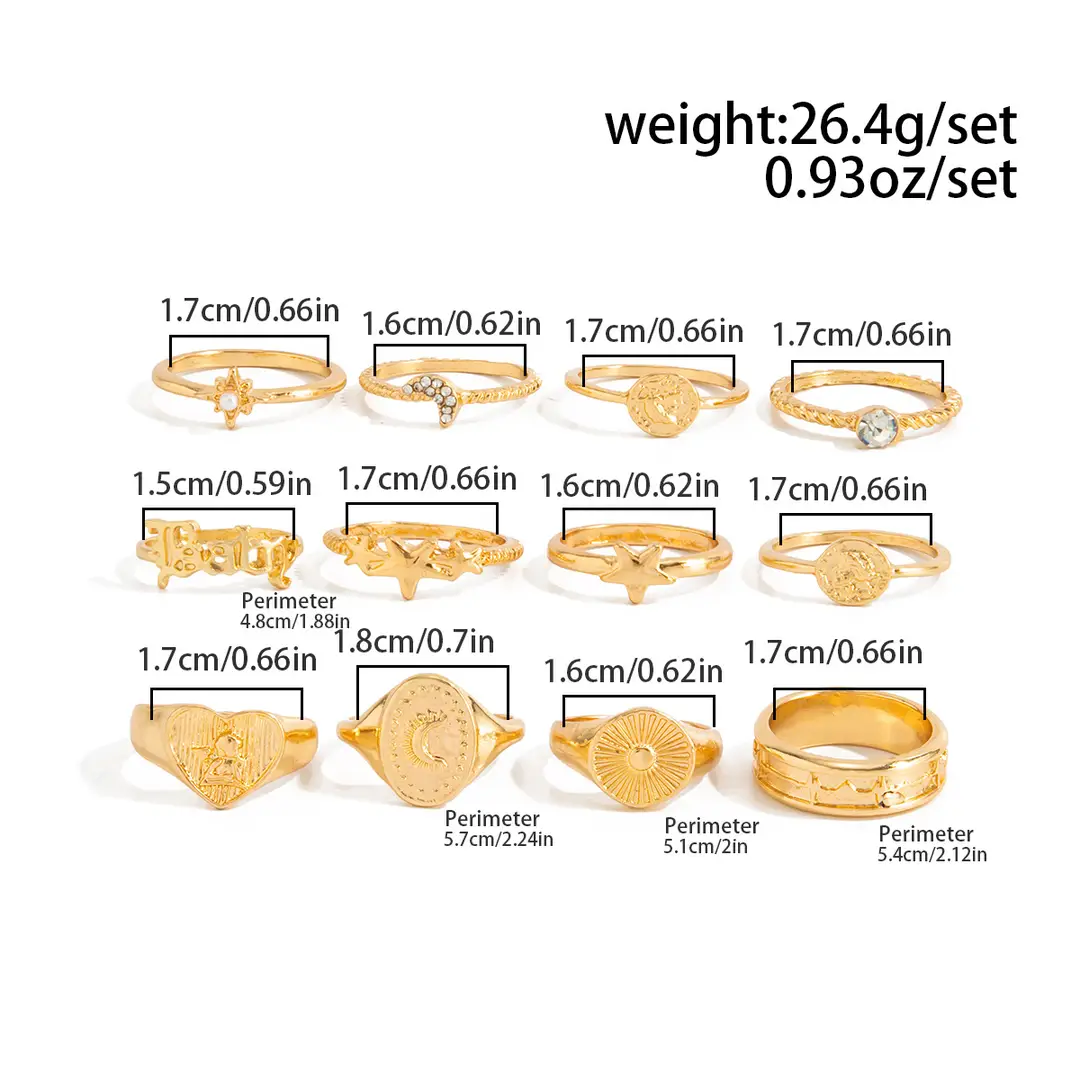 European and American Cross-Border Minimalist Style Irregular Adjustable Ring Set with Unique Metallic Texture Rings for Women — feature 13