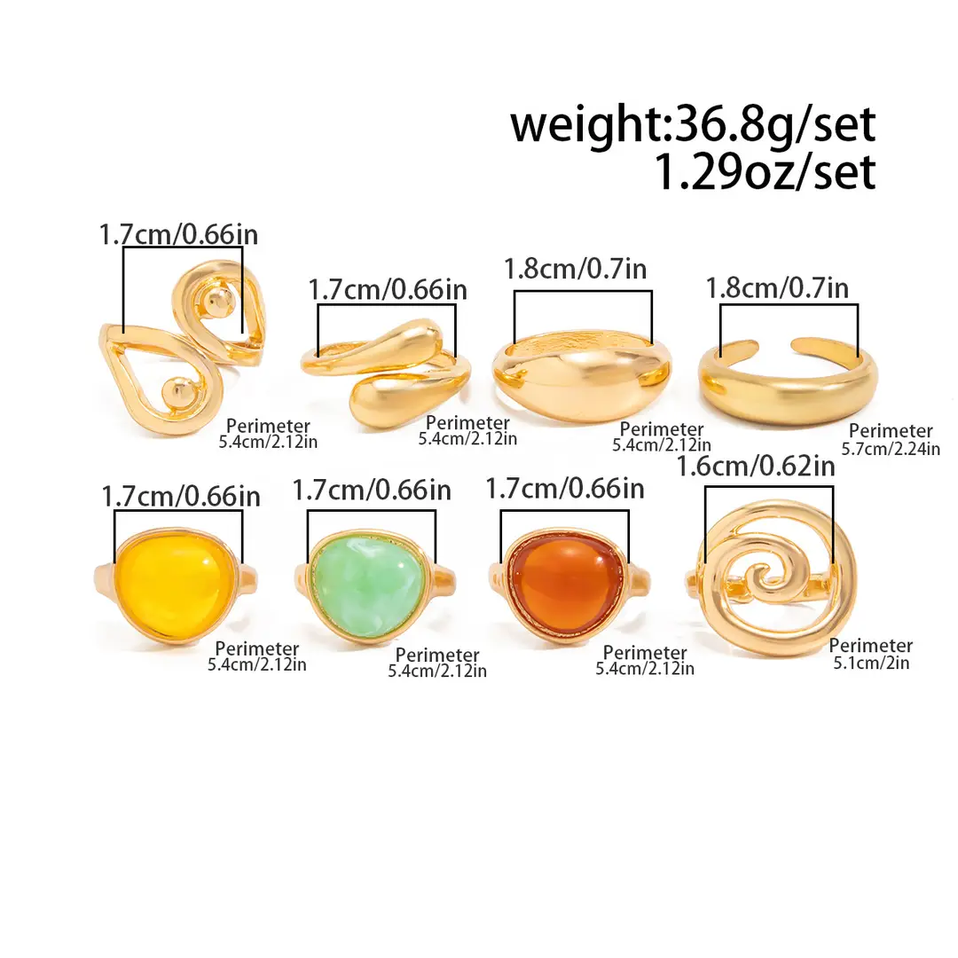 European and American Cross-Border Minimalist Style Irregular Adjustable Ring Set with Unique Metallic Texture Rings for Women — feature 16