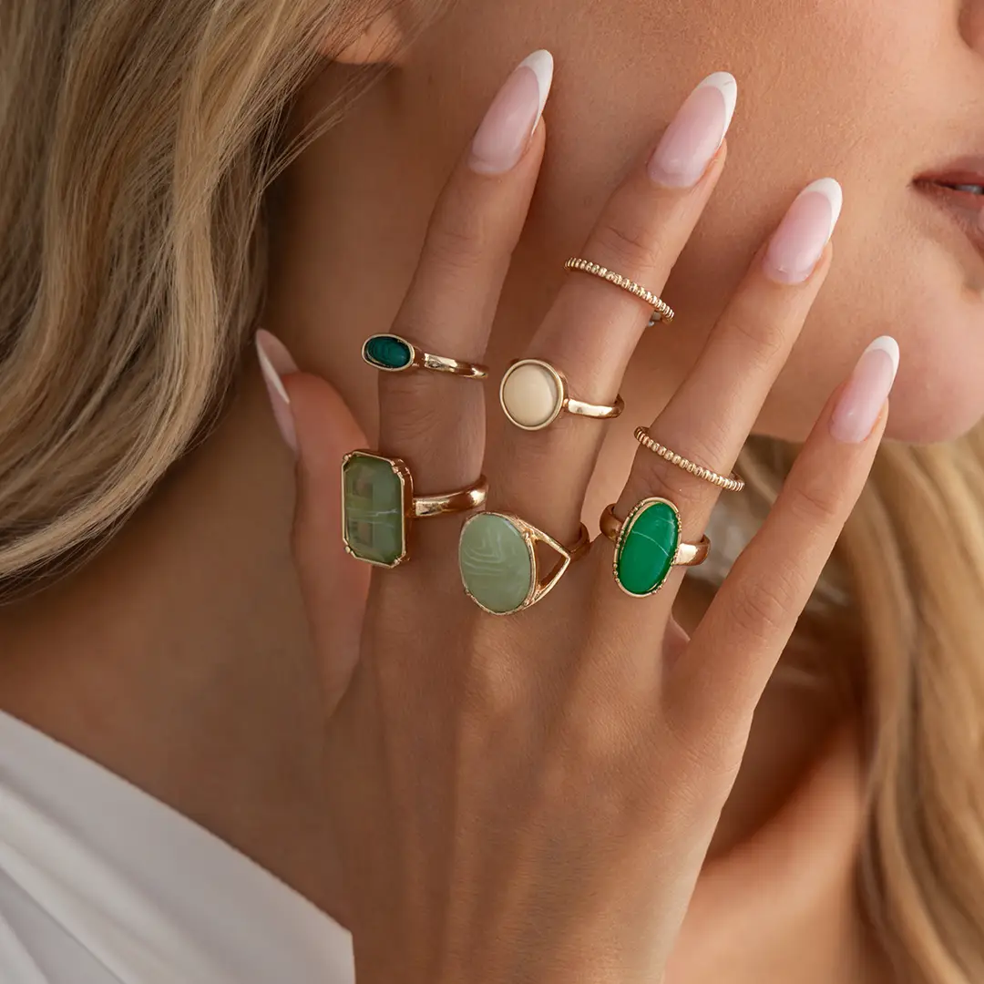 European and American Cross-Border Minimalist Style Irregular Adjustable Ring Set with Unique Metallic Texture Rings for Women — feature 21