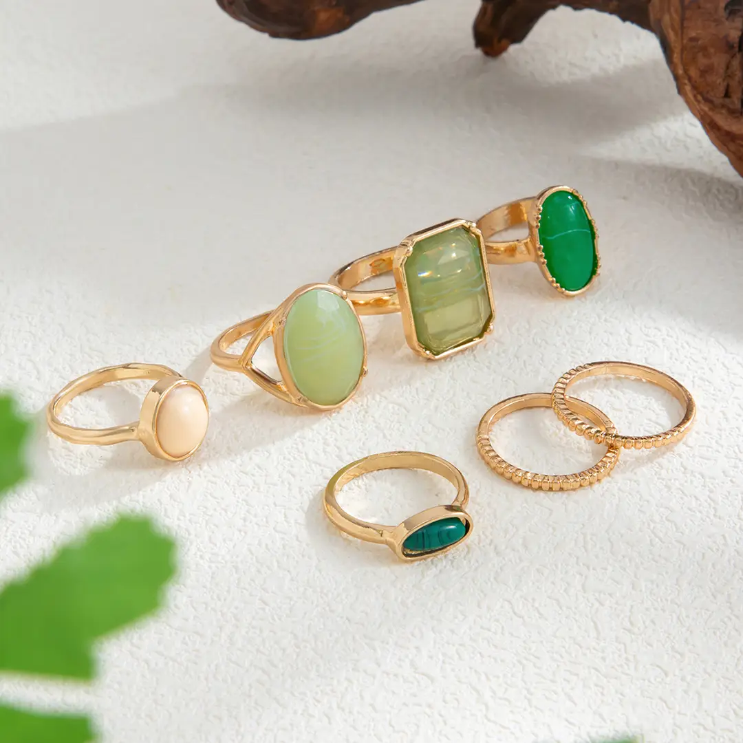 European and American Cross-Border Minimalist Style Irregular Adjustable Ring Set with Unique Metallic Texture Rings for Women — feature 23