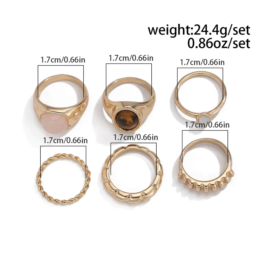 European and American Cross-Border Minimalist Style Irregular Adjustable Ring Set with Unique Metallic Texture Rings for Women — feature 5