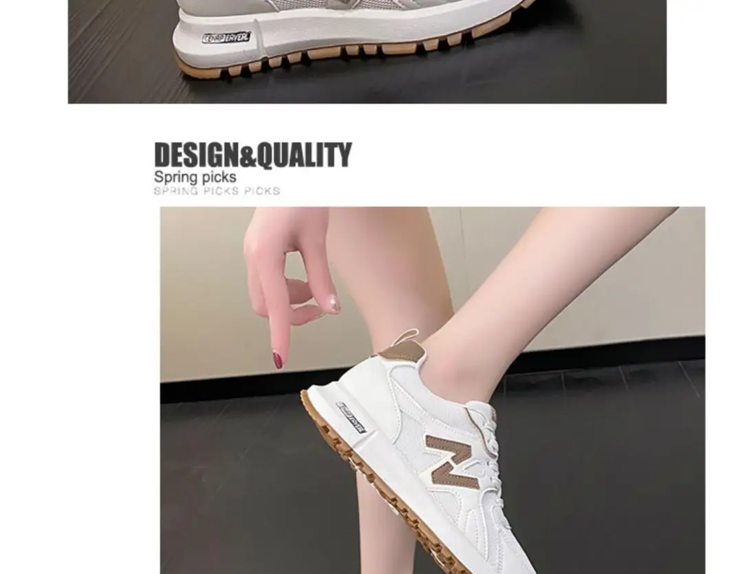 Spring Style Women's Shoes, Mesh Breathable Thick-Soled Lightweight White Shoes, Outdoor Trendy Comfortable Student Casual Sports Shoes for Women — feature 43