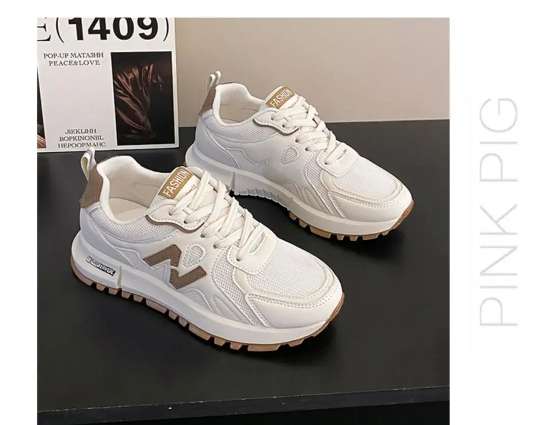 Spring Style Women's Shoes, Mesh Breathable Thick-Soled Lightweight White Shoes, Outdoor Trendy Comfortable Student Casual Sports Shoes for Women — feature 48