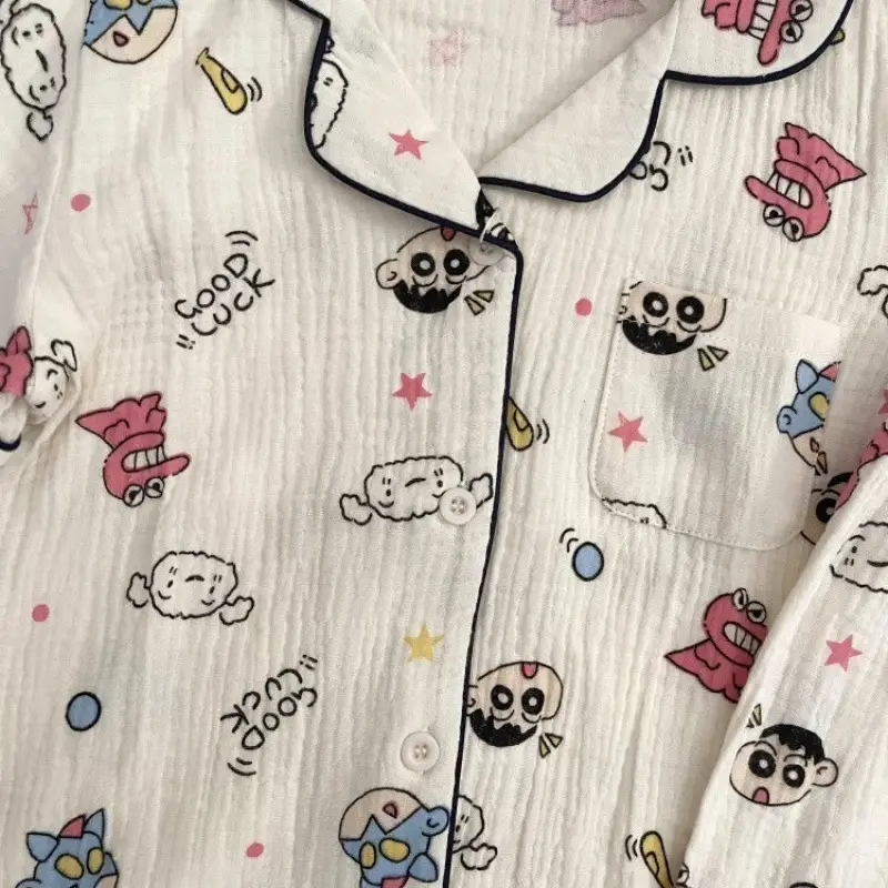 Children's Pajamas Summer Crayon Small New Boy's Home Clothes Big Girl's Short-sleeved Air-conditioning Clothes Gauze Thin