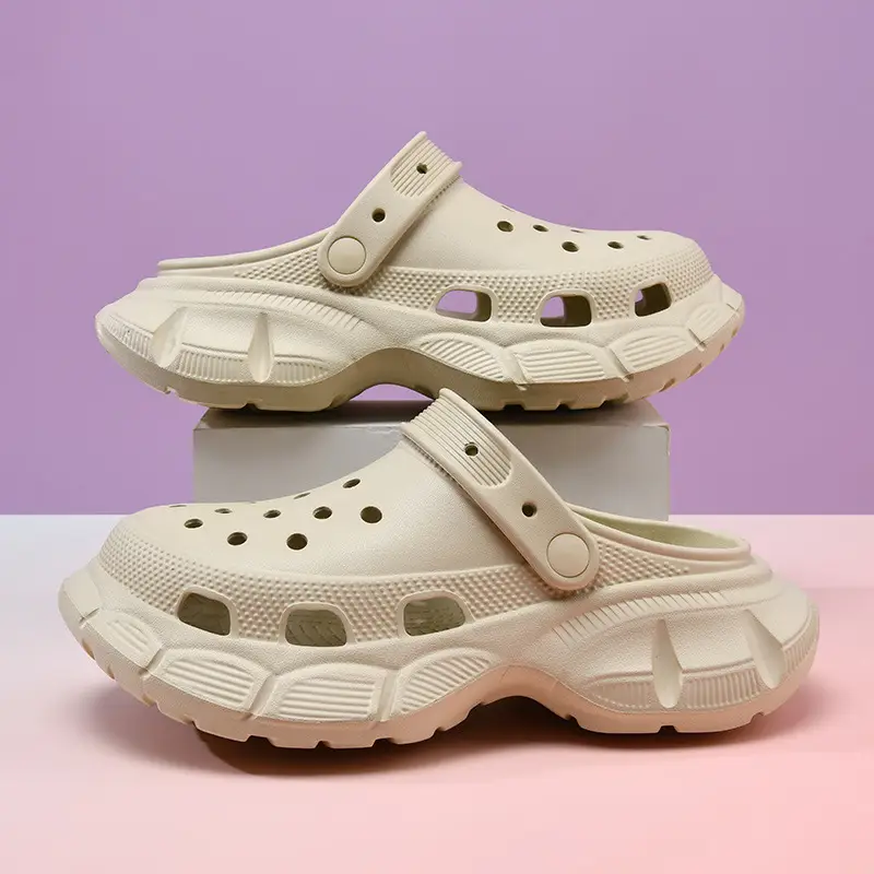 Summer Thick-soled EVA Hole Shoes Women's Small Size Elevated Slip-on Slippers Anti-slip Deodorant Breathable Outer Wear Sandals