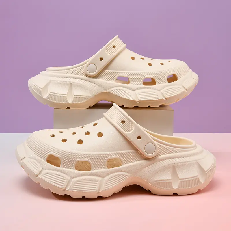 Summer Thick-soled EVA Hole Shoes Women's Small Size Elevated Slip-on Slippers Anti-slip Deodorant Breathable Outer Wear Sandals