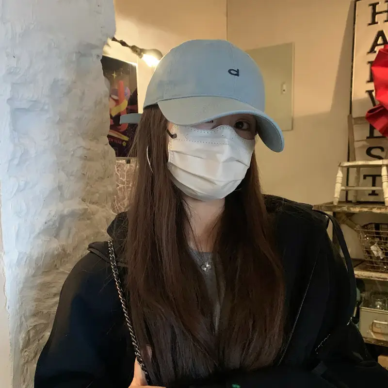 Red Baseball Cap with Mask for Girls Summer Wear - Image 5