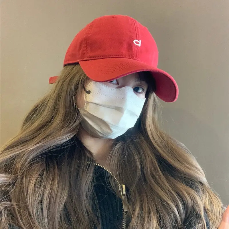 Red Baseball Cap with Mask for Girls Summer Wear - Image 7