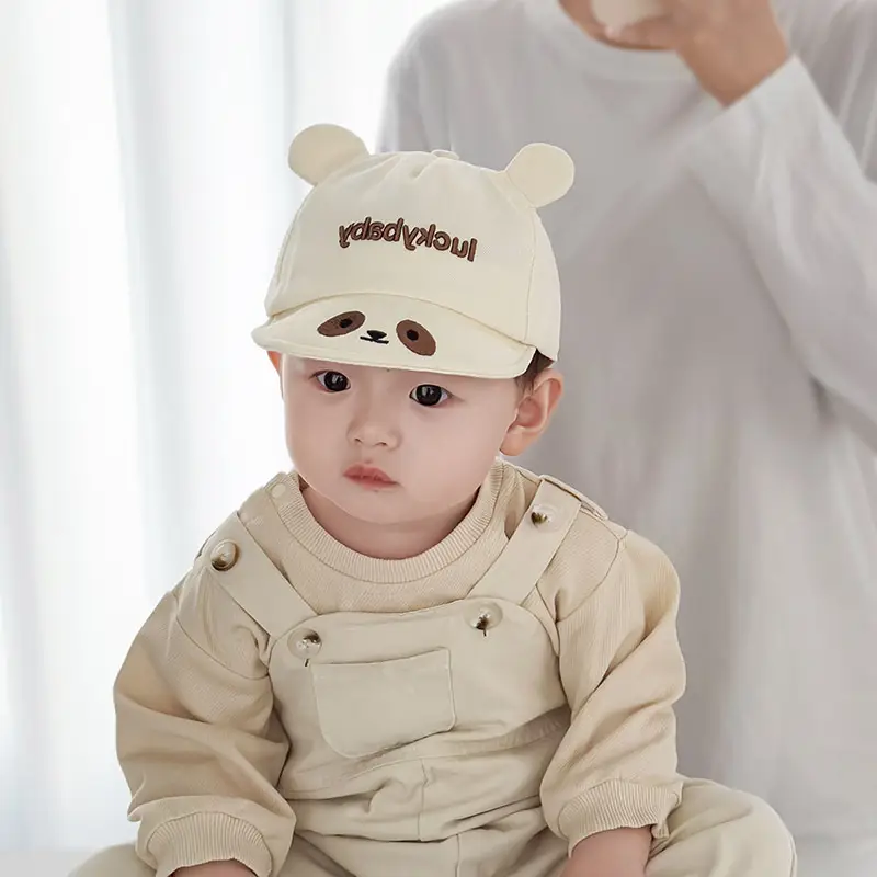 Baby Hat with Bear Ears and "Lucky Baby" Embroidery - Image 4