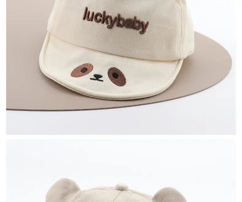 Baby Hat with Bear Ears and "Lucky Baby" Embroidery — feature 13