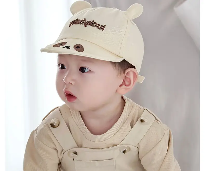 Baby Hat with Bear Ears and "Lucky Baby" Embroidery — feature 4