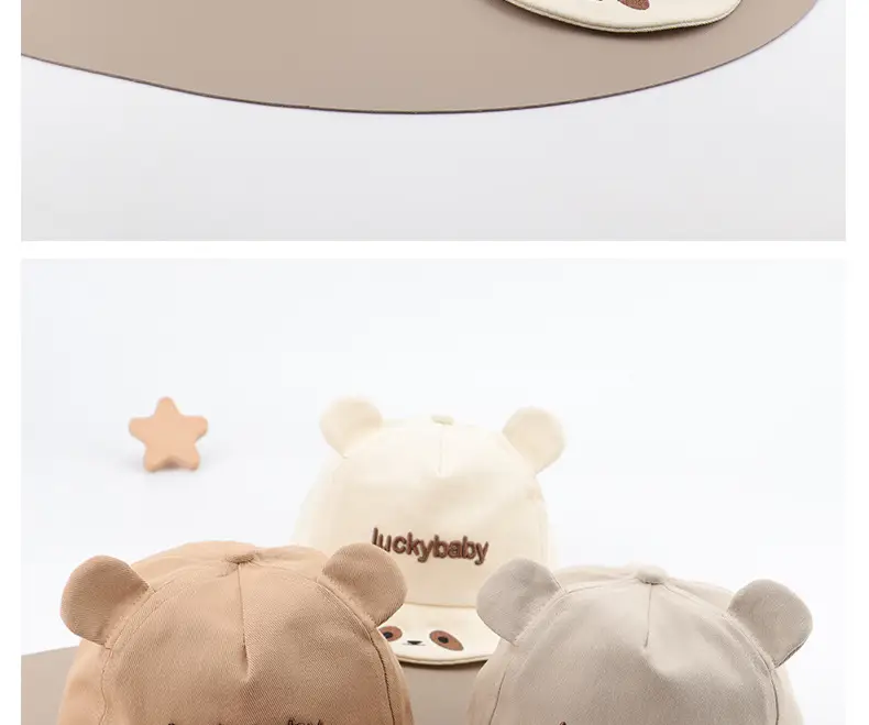 Baby Hat with Bear Ears and "Lucky Baby" Embroidery — feature 8