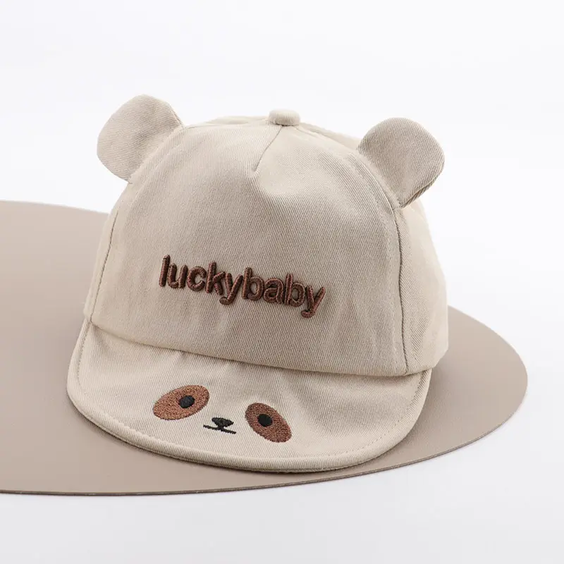 Baby Hat with Bear Ears and "Lucky Baby" Embroidery - Image 3