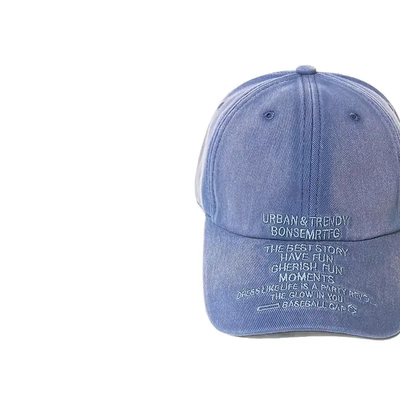 American Style Vintage Washed Denim Letter Embroidered Baseball Cap Women's Wide Brim Soft Top Shade Cap Men's Instagram Fashion - Image 11