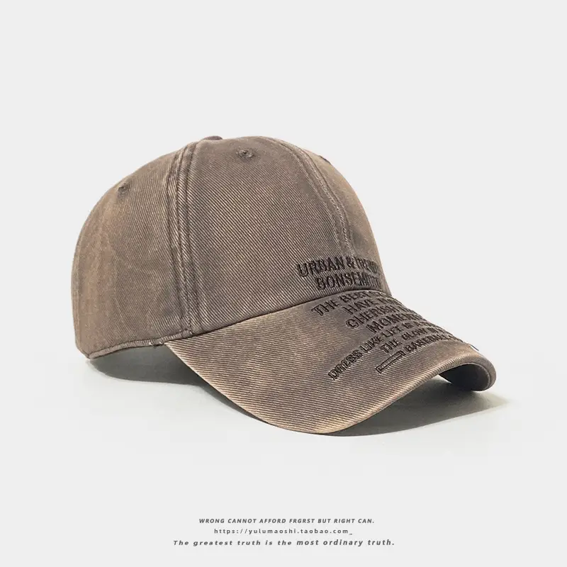 American Style Vintage Washed Denim Letter Embroidered Baseball Cap Women's Wide Brim Soft Top Shade Cap Men's Instagram Fashion — feature 10