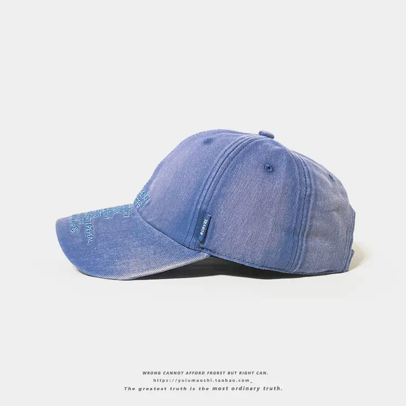 American Style Vintage Washed Denim Letter Embroidered Baseball Cap Women's Wide Brim Soft Top Shade Cap Men's Instagram Fashion — feature 14